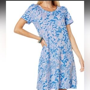 Lilly Pulitzer Cody T-Shirt Dress in the Boca Blue "Sea What I Sea" medium NWOT